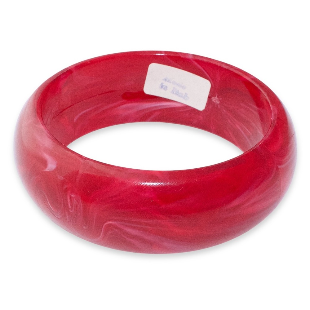 Vintage Italian Red Marbled Plastic Bangle Bracelet Made in Italy
